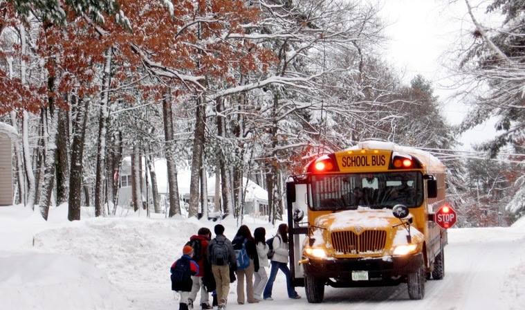 school bus in a snowy day